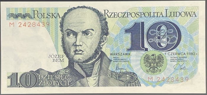 Banknot 10 zł 1982 Józef Bem stan 1