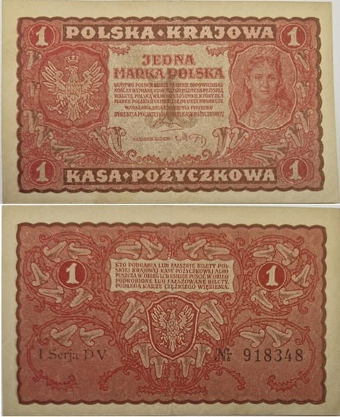 Banknot 1 marka 1919 stan 2