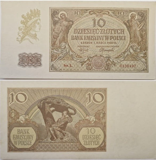 Banknot 10 złotych 1940 stan 2